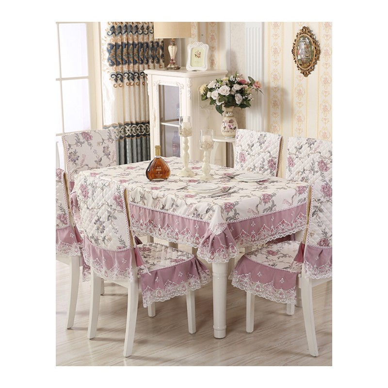 田园蕾丝餐桌布椅套椅垫套装罩台布茶几圆长方形家用欧式桌布布艺
