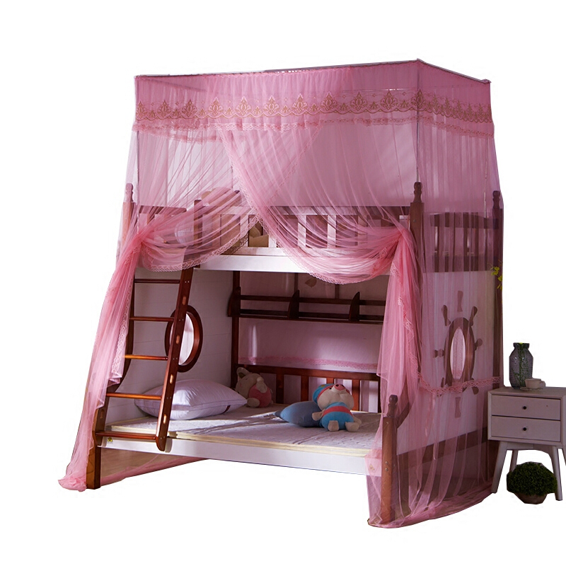 蚊帐直梯款母子上下铺高低双层床上下一体1.5m床1.2米纹帐