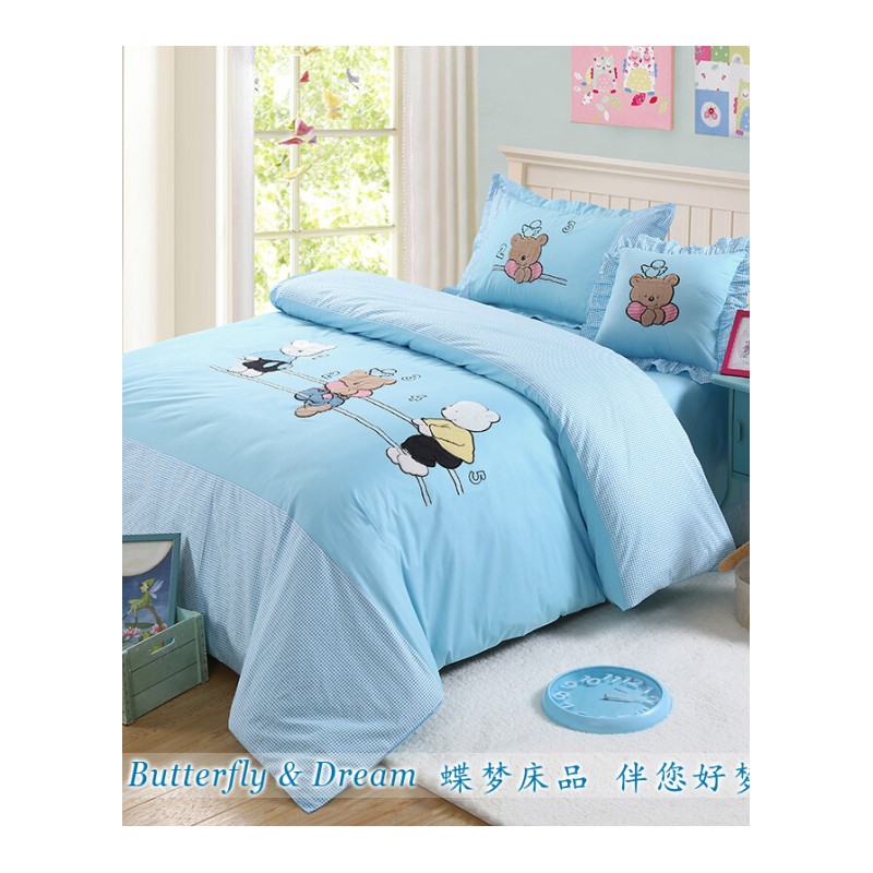 纯棉儿童床上用品四件套全棉男孩男童卡通床品三件套床单被套1.5