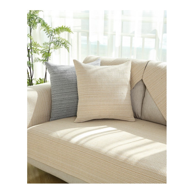 新中式棉麻沙垫布艺坐垫四季通用简约现代客厅实木防滑沙套巾