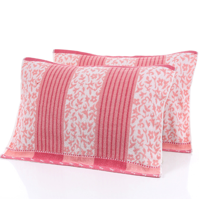 全棉单人枕巾一对纯棉枕巾单人加大加厚全棉两只装繁花盛放粉色