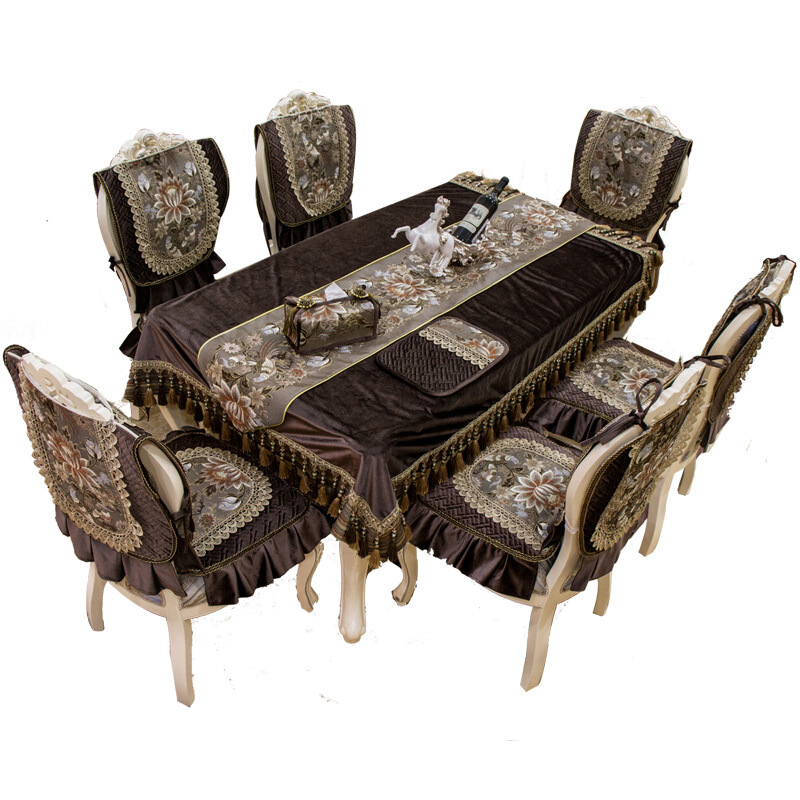 杰亚格欧式桌布中式餐桌布椅垫椅套套装实木餐加厚椅垫