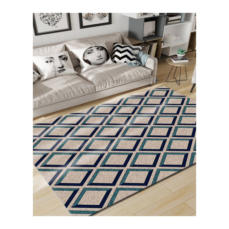 卧室客厅满铺可爱地毯北欧现代简约可水洗床边隔音个性家用茶几毯乳白色简约几何