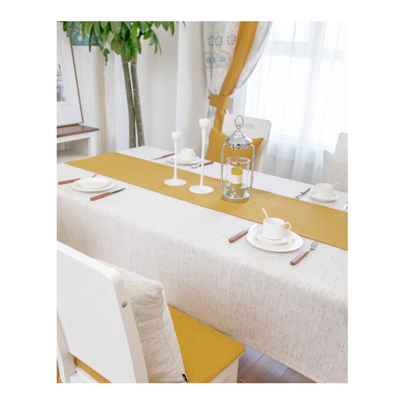 定制加厚亚麻桌垫茶几布台布餐桌布美式北欧复古线条黄色ty
