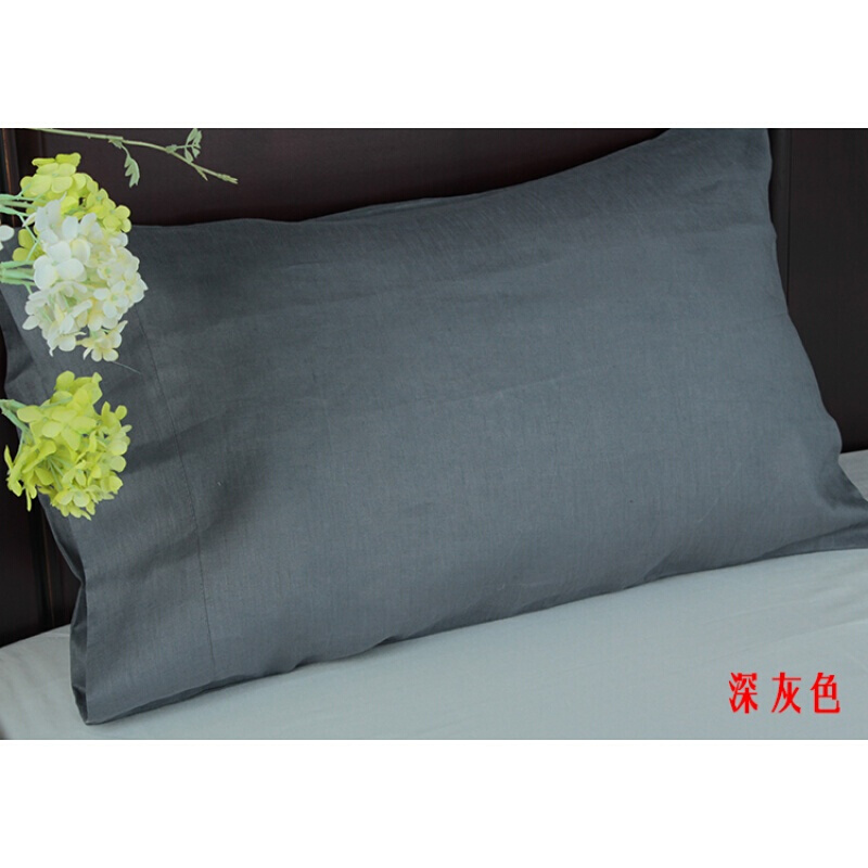 亚麻枕套40×60单人小号记忆枕头套荞麦枕深灰色40cmX60cm