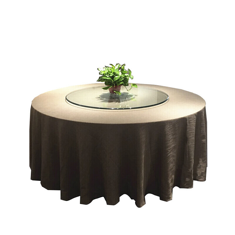 中式垂地大圆桌布棉麻风纯色禅意日式圆形餐桌布台布可定做