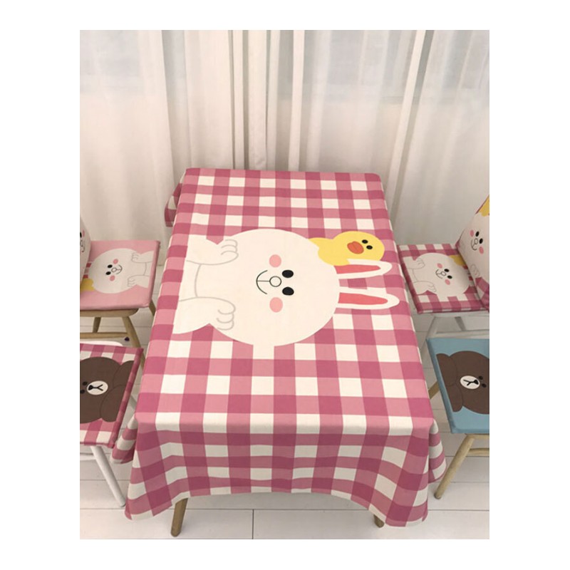 卡通棉麻布艺桌布韩式可爱布朗熊圆方桌儿童餐桌长方形小清新台布