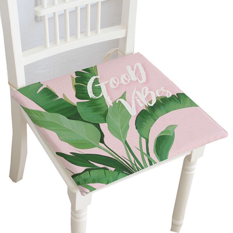 秘密花园绿色ins椅垫棉麻坐垫椅子板凳垫防滑椅子垫餐椅垫办公室