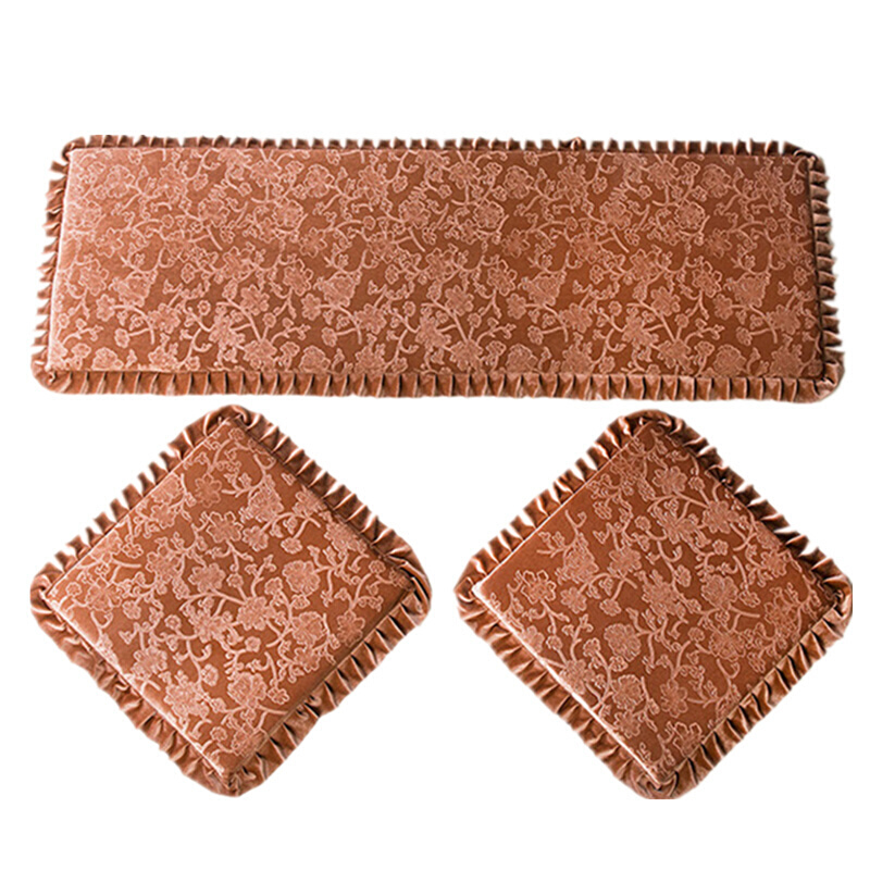 可拆洗沙垫皮沙垫加厚三人沙垫红实木头防滑长垫可定做3d烫花驼色水晶绒