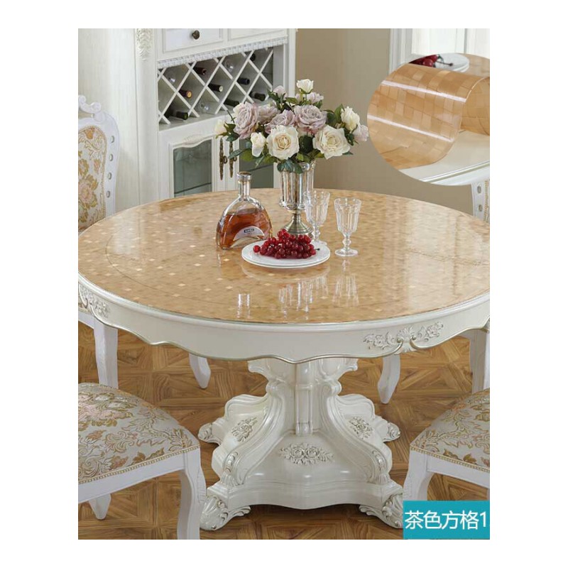 圆桌桌布PVC软玻璃圆形台布透明家用餐桌胶垫