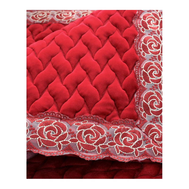 红色喜庆沙垫防滑中国红婚庆加厚毛绒欧式皮现代布艺沙坐垫巾中国红