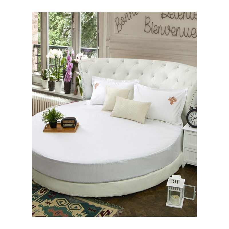 圆床床笠棉圆形1.8m2m2.2米直径床垫保护套园床罩床单棉床品