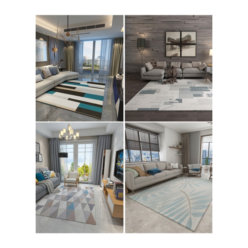 北欧简约风格几何地毯客厅现代沙茶几垫卧室床边家用长方形地毯
