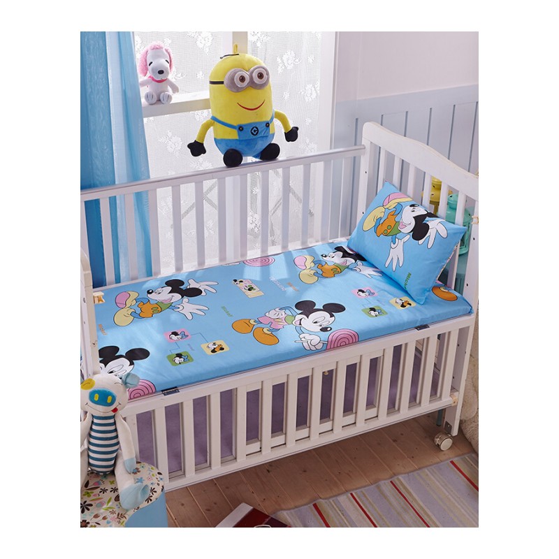 婴儿幼儿园垫被床垫含芯垫子儿童1.2米可拆卸床褥子卡通纯棉冬粉红色水晶绒垫子粉色