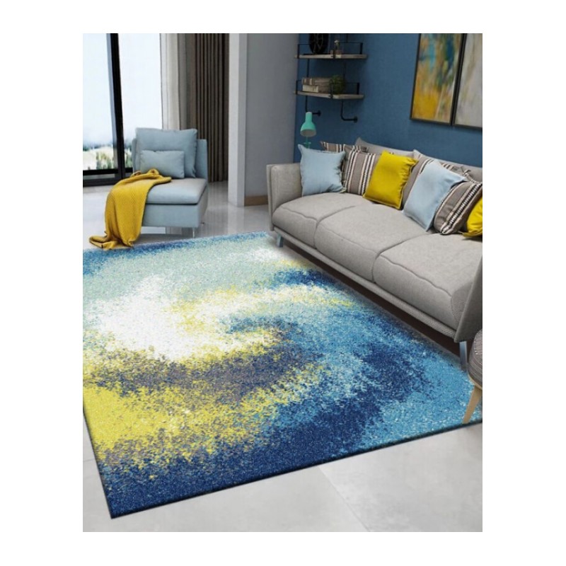 简约现代北欧风客厅地毯茶几毯沙长方形蓝色欧式卧室床边垫定制