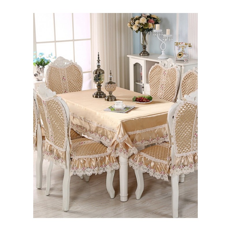 欧式餐椅垫套装方桌布餐桌椅子套罩茶几布圆桌布椅套椅垫套装家用