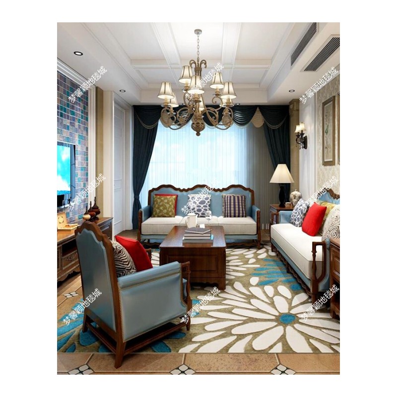欧式美式纯羊毛地毯客厅卧室茶几沙家用地毯手工加厚定制