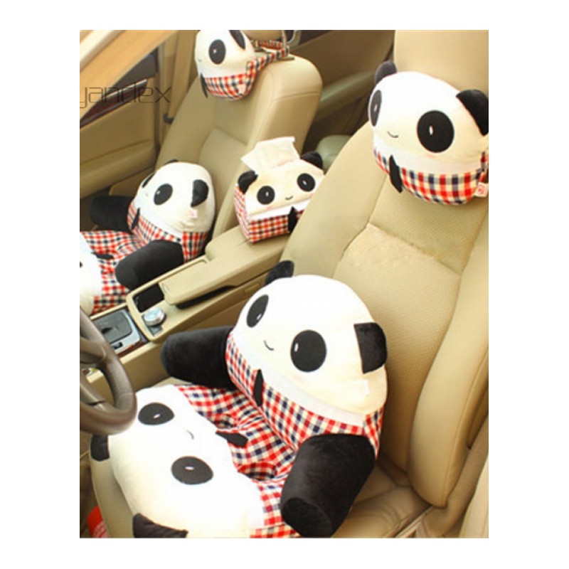 适用于熊猫先生汽车用头枕抱枕护颈枕卡通可爱腰靠垫腰枕创意