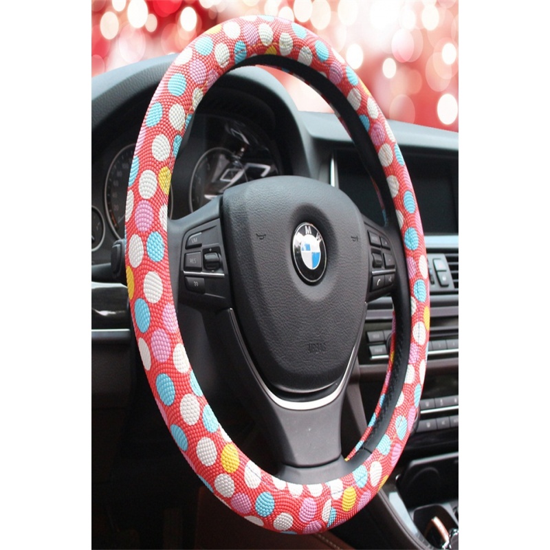 适用于汽车方向盘套珍珠纹彩色糖果女性专属汽车方向盘套汽车把套