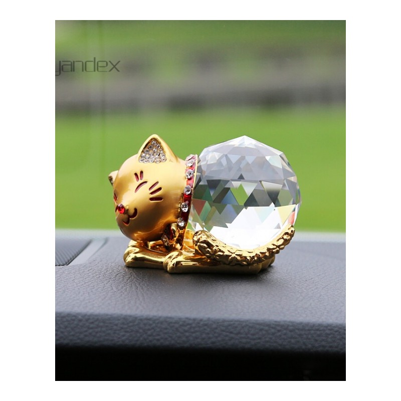 适用于汽车摆件合金水晶猫镶钻小猫礼品车内装饰用品
