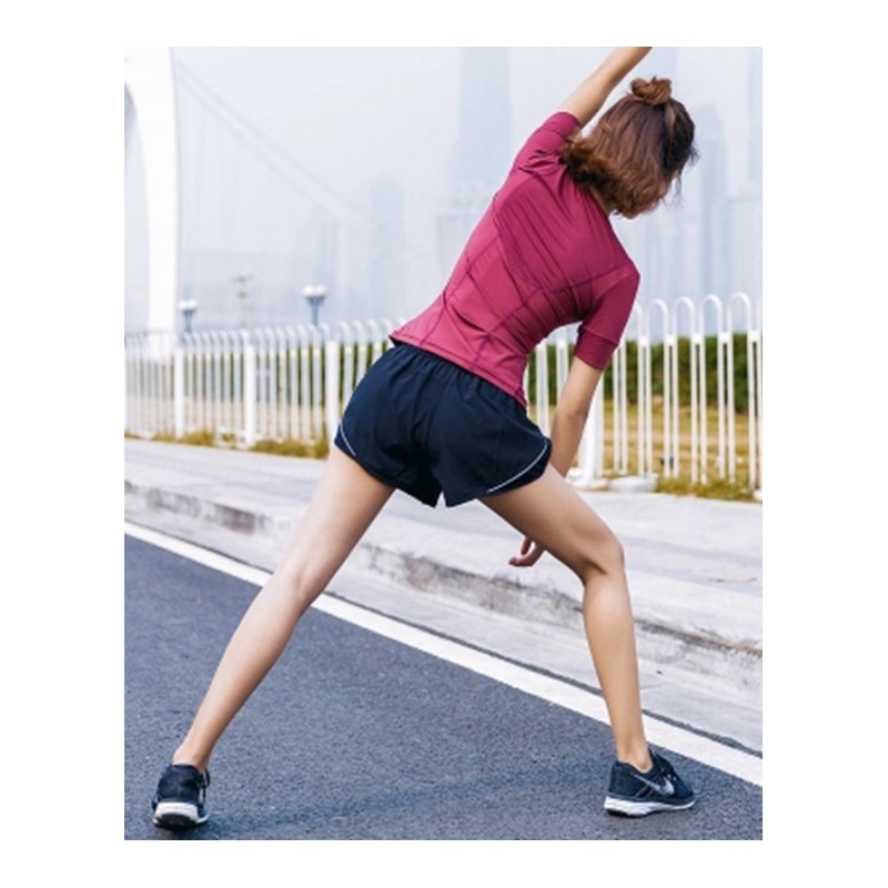 修身瑜伽健身服女上衣跑步运动衣紧身速干弹力短袖T桖夏