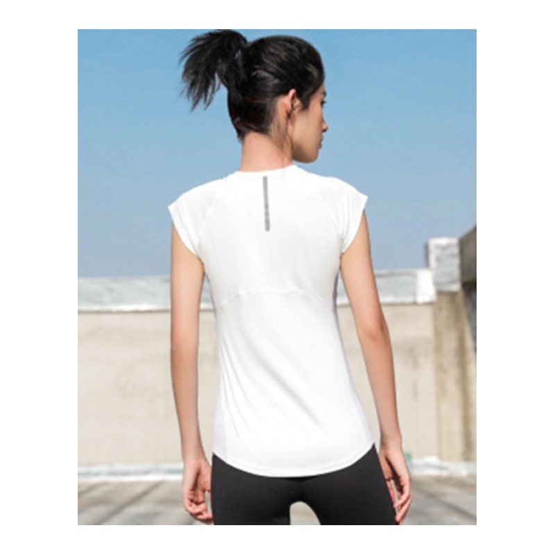 健身T恤女纯色短袖 瑜伽服吸汗速干衣跑步运动短袖