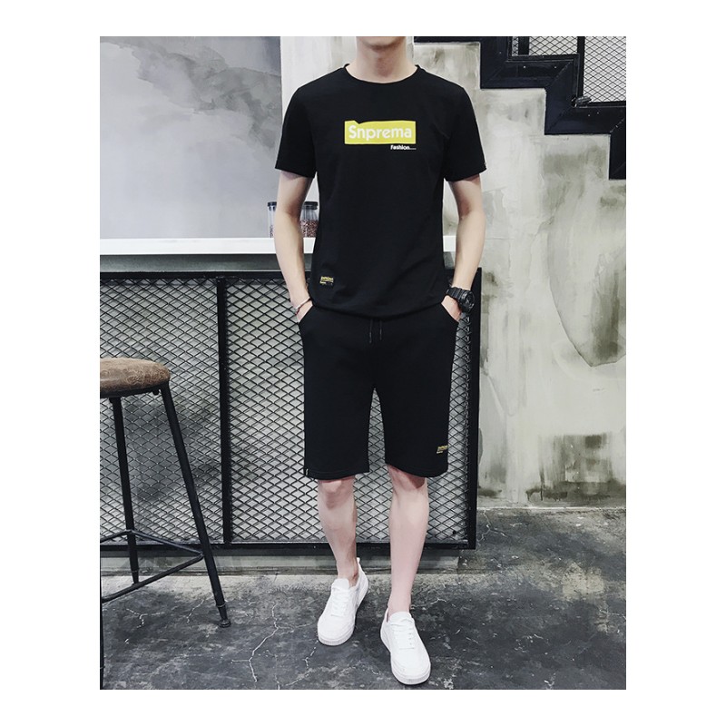 夏季男士休闲套装韩版潮流运动服短袖T恤帅气短裤男装套装