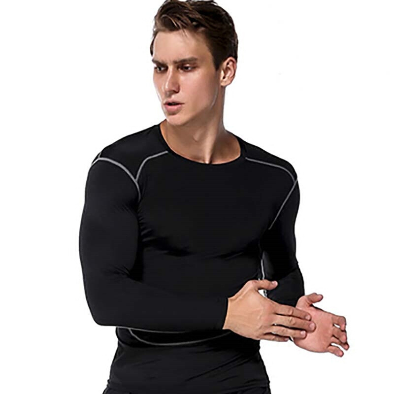 紧身衣运动上衣男骑行服弹力透气速干长袖T恤篮球跑步训练健身服