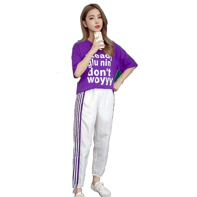 休闲运动套装女2018夏季新款韩版修身显瘦时尚两件套短袖运动服潮