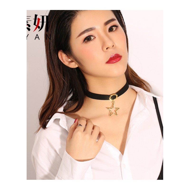 日韩国气质五角星颈链项链女学生创意潮人简约颈带个性感脖子绑带