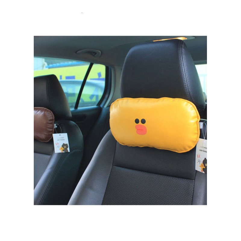 韩国布朗熊莎莉鸡汽车头枕护颈枕可爱卡通车用pu枕头汽车头靠垫