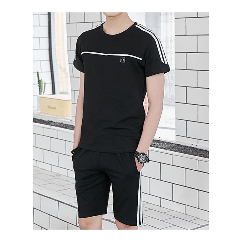 运动套装男跑步男士休闲宽松装夏季服潮流短袖夏运动韩版两件套
