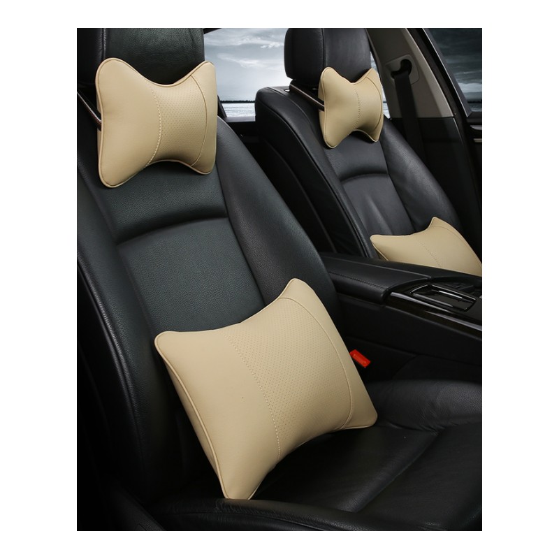 现代专用ix35朗动名图夏季皮质汽车用头枕颈枕抱枕腰垫靠枕一对装