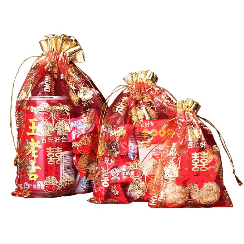 红中号婚庆用品喜糖盒子创意结婚请帖手提袋包装袋子新婚糖果盒