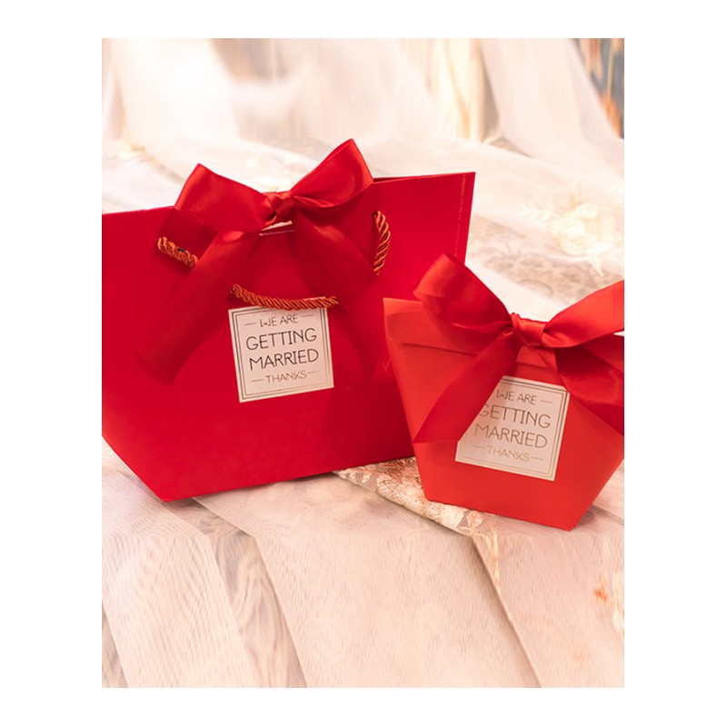 50个装 丝带粉色婚礼手提包装袋子礼盒喜糖盒子创意结婚浪漫韩式