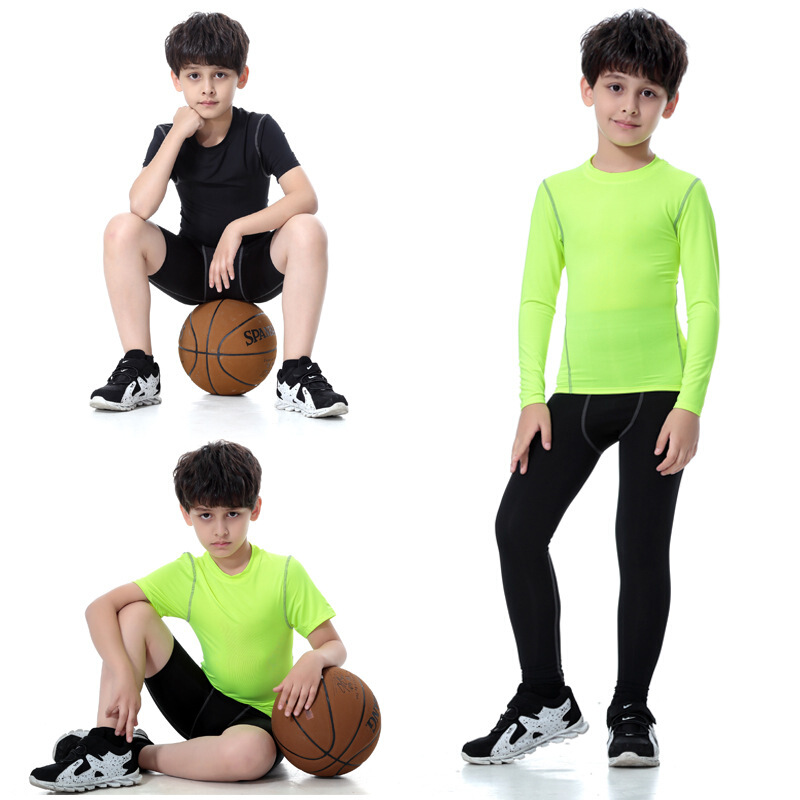 秋冬儿童紧身衣套装男女弹力透气运动健身服篮球训练打底速干衣