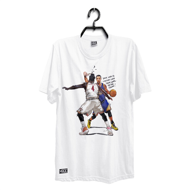 夏季篮球运动T恤男插画骑士VS勇士库里詹姆斯棉印花短袖T恤