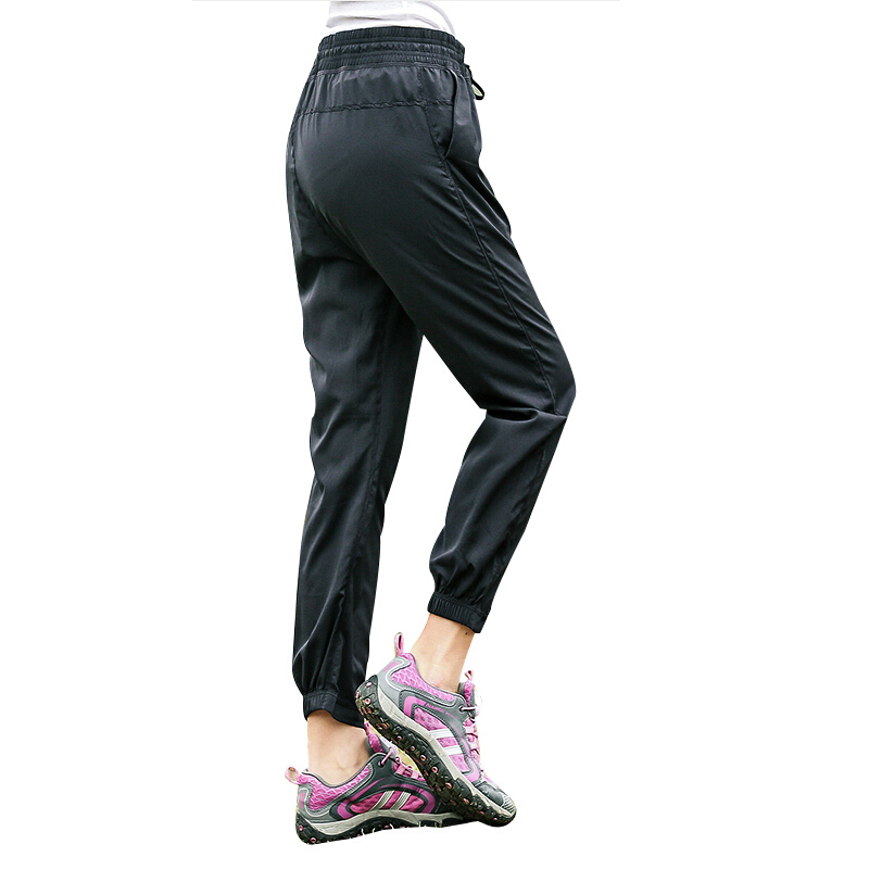 户外女速干裤九分透气薄款花色宽松运动裤跑步登山大码瑜伽健身裤