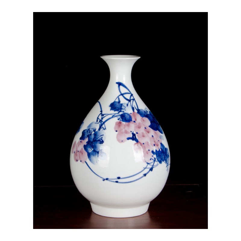 景德镇陶瓷花瓶大师手绘粉彩花瓶摆件家居客厅装饰 cb130 不带底座