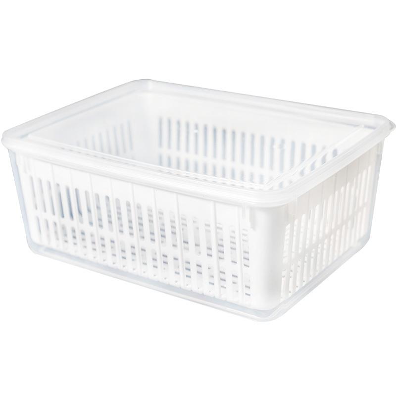 冰箱收纳盒大容量冰箱食物保鲜盒厨房沥水篮塑料洗菜盆果蔬收纳盒