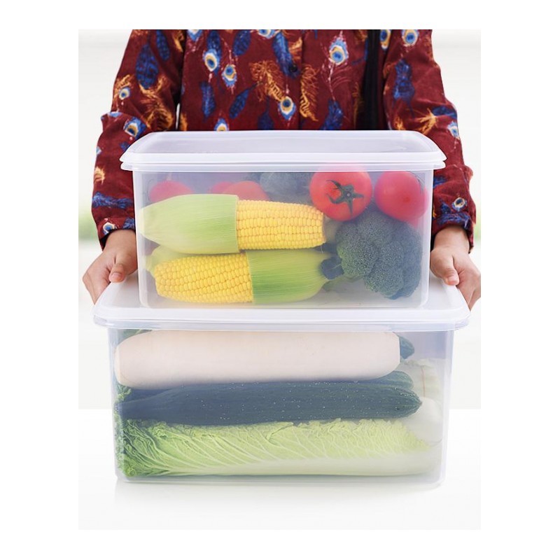 日本进口冰箱保鲜盒塑料密封盒长方形保鲜碗食品盒冰箱收纳盒大号
