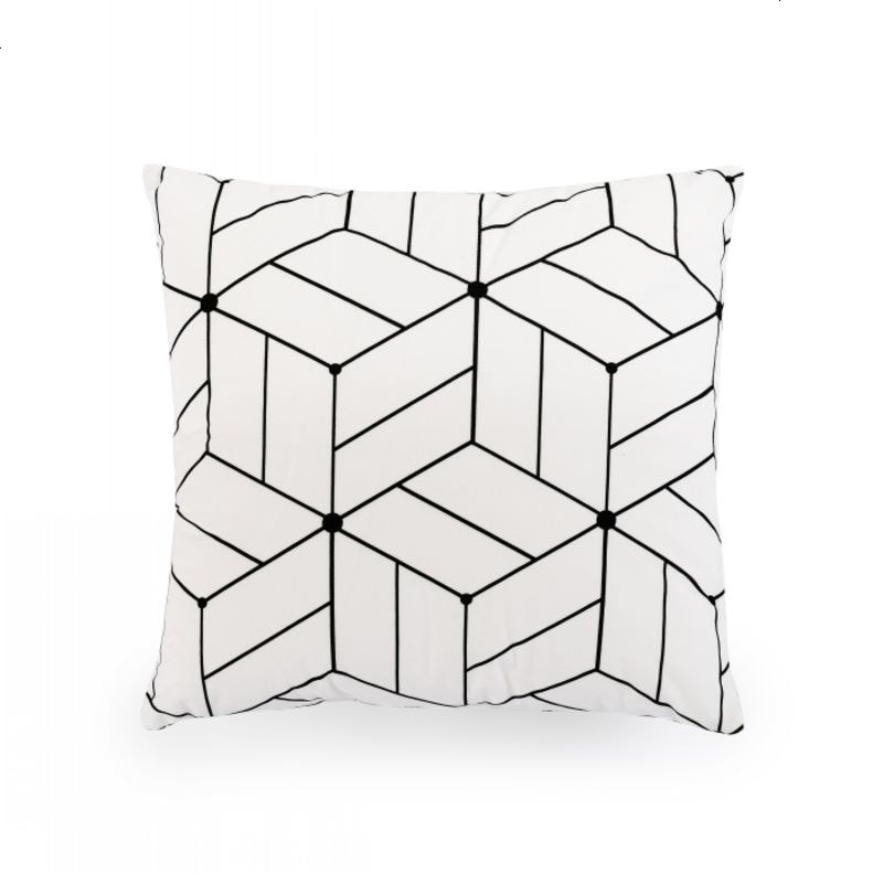 北欧几何现代简约黑白抱枕靠垫条纹格子抱枕套客厅沙靠枕样板房