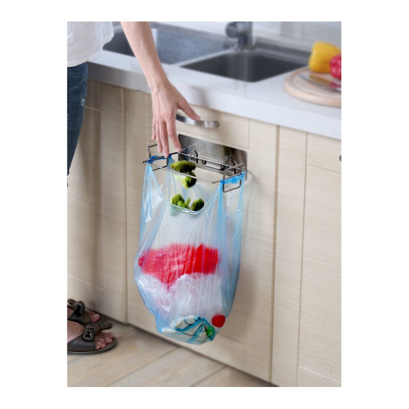 Enyakids可挂式垃圾袋架厨房厨柜背式挂架收纳架塑料袋子架子垃圾桶支架