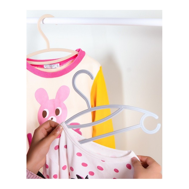 10个装简约素色儿童衣架 防滑塑料小衣架婴儿宝宝晾衣架衣服架子