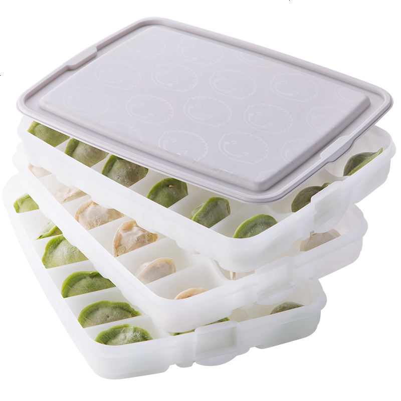 Enyakids 塑料饺子盒冰箱水饺收纳盒 厨房多层保鲜盒家用分格速冻盒