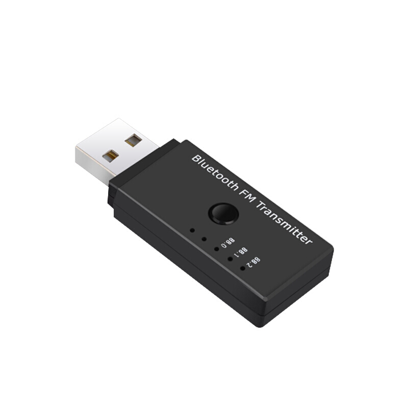 车载蓝牙适配器汽车MP3播放USB连接FM射免提通话4.2蓝牙接收器SN8289 黑色 官方标配