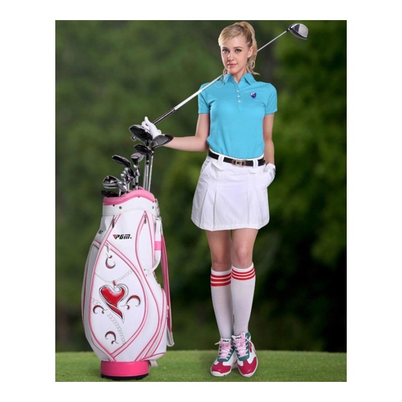 女士高尔夫服装 短袖运动T恤 POLO衫 纯棉T恤 高尔夫打底衫运动短袖上衣 高尔夫女生休闲上衣