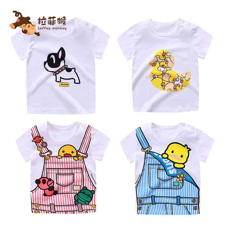 [促销]【拉菲猴-纯棉T恤】2018夏款儿童短袖体恤适合0-8岁童装单上衣