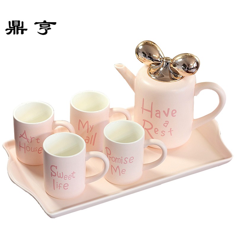 鼎亨白色咖啡杯茶具一套装陶瓷杯子欧式家用喝茶杯套杯喝水杯个性