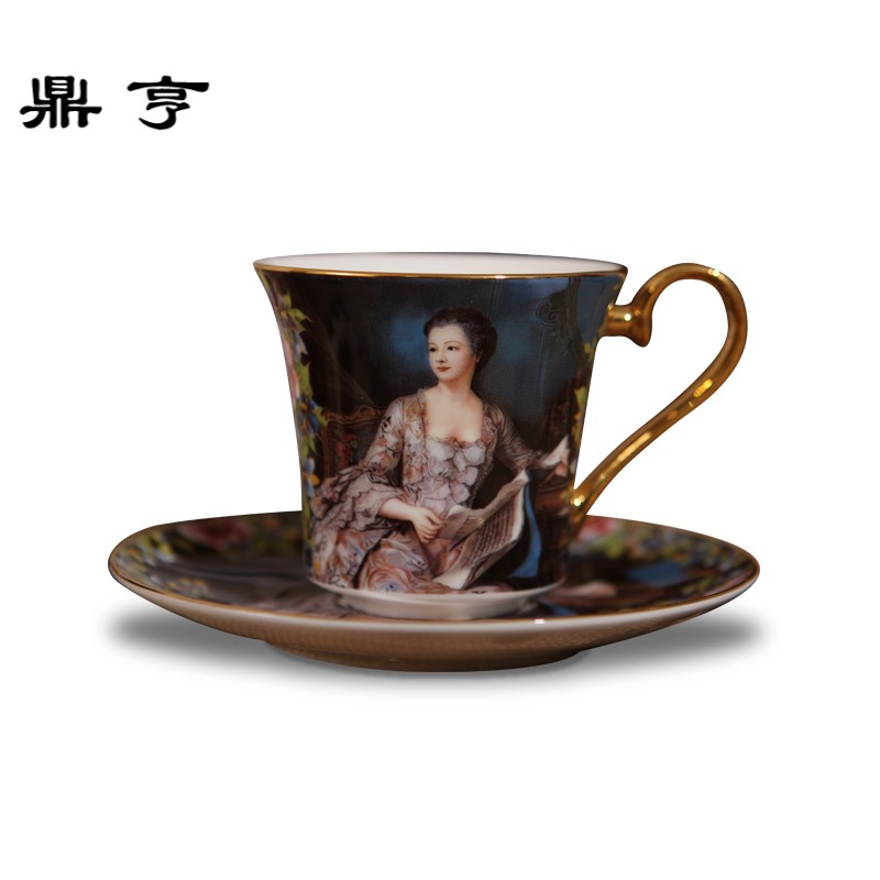 鼎亨骨瓷咖啡杯套装创意杯具家用复古咖啡杯英式陶瓷咖啡杯碟陶瓷